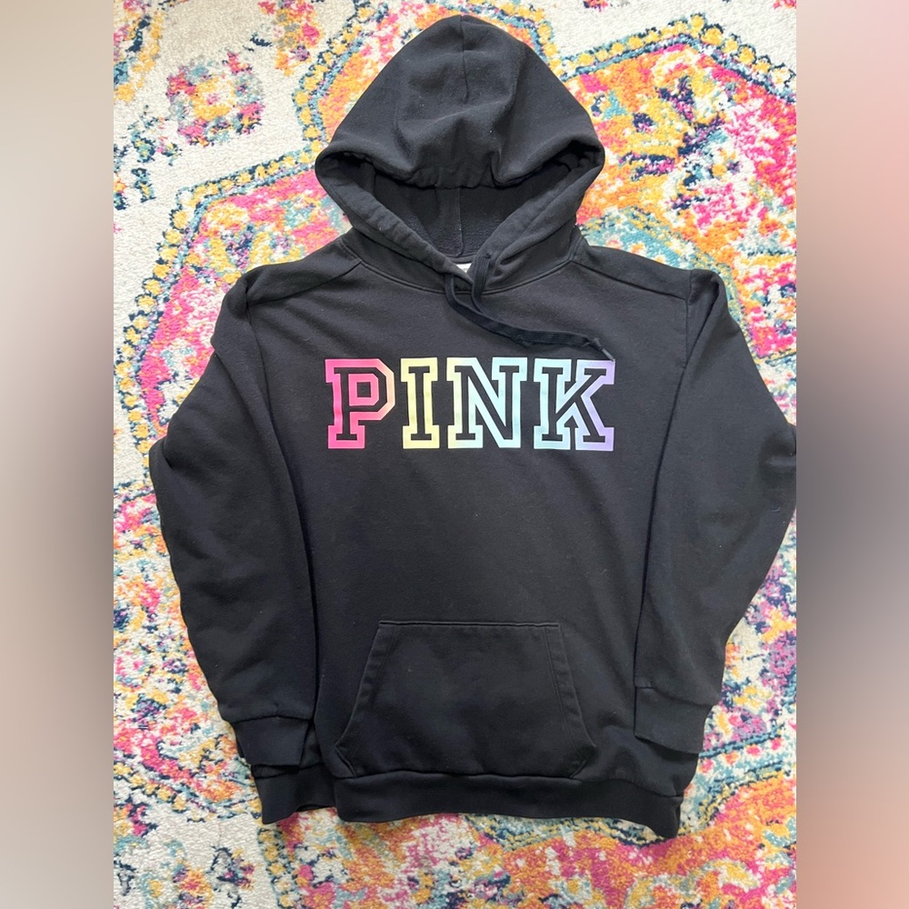 Medium Victoria Secret PINK hoodie Rainbow Logo
